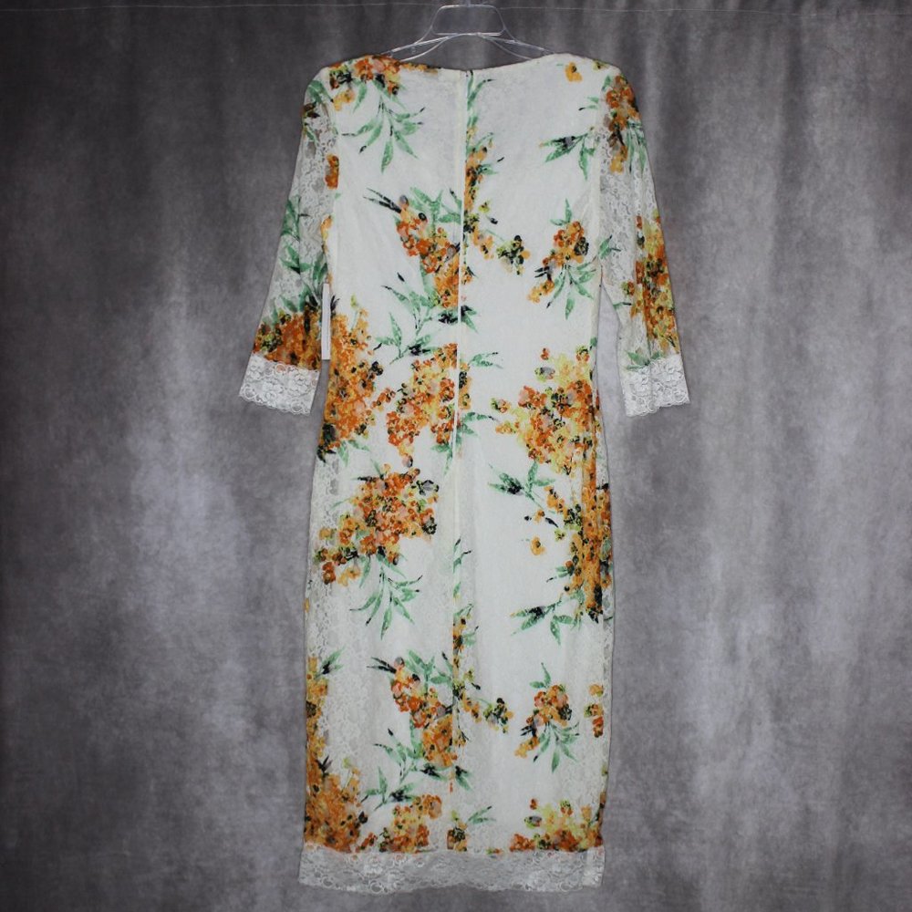 *SOLD* NWT Eva Mendez for NY & Co White Floral Print Lace Trim Dress Size Medium - Picture 8 of 12